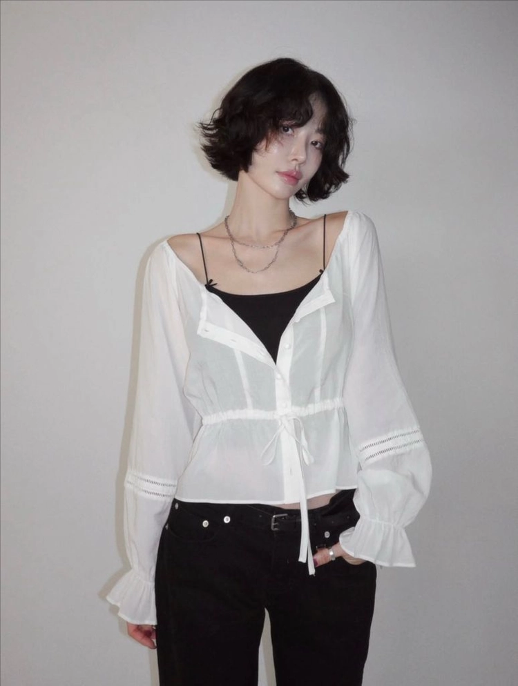 (새상품) 페일제이드 보헤미안 버튼 블라우스 화이트 이미지