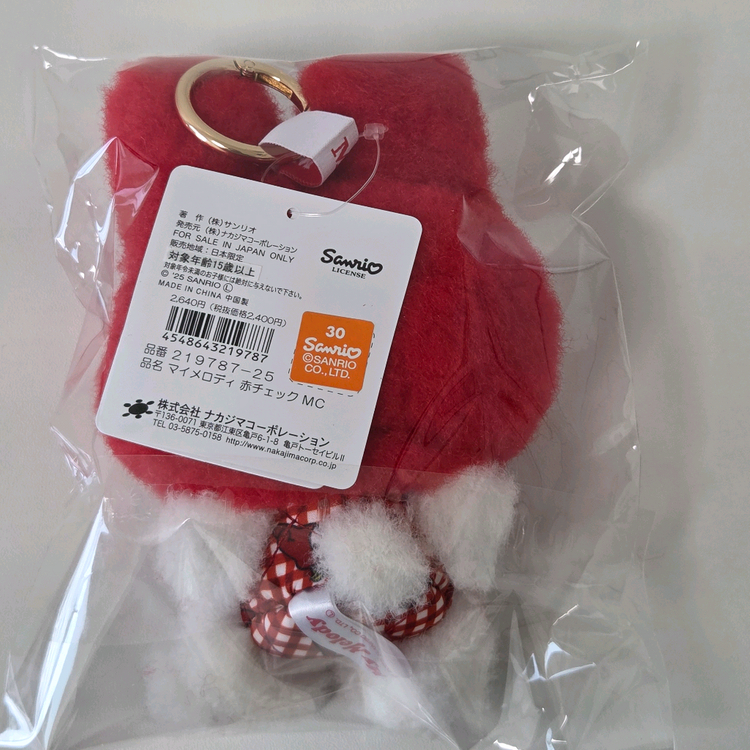 산리오 레드 체크 빨마 빨간 두건 마이멜로디 마스코트 홀더 인형 키링 이미지