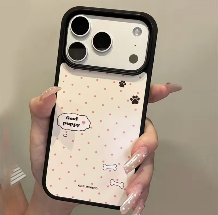 아이폰 17 도트 핸드폰 케이스 폰케이스 휴대폰 아이폰17 핑크 강아지 이미지