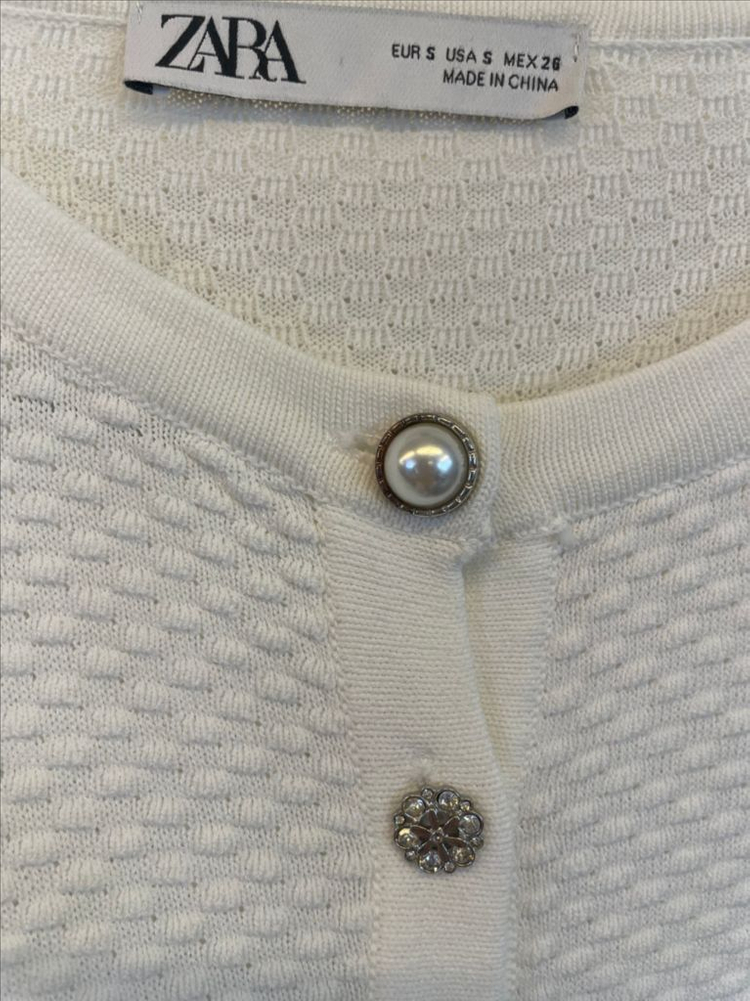 ZARA 자라 비스코스 니트가디건 화이트 이미지