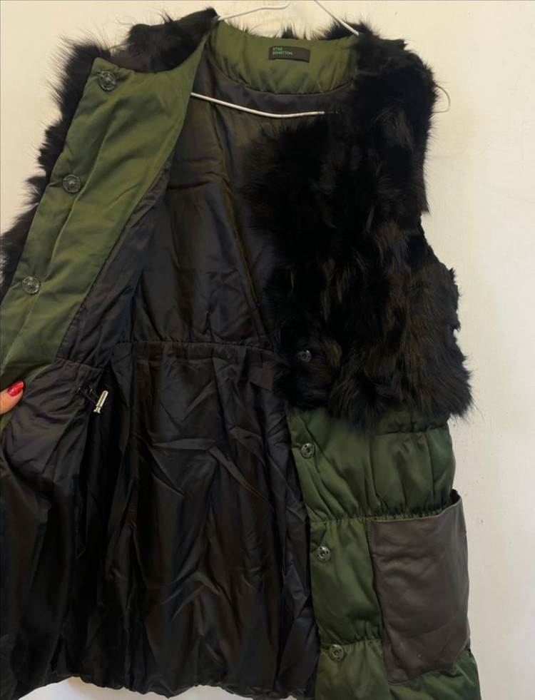 베네통 폭스퍼 양가죽 오리털패딩조끼:) 롱조끼베스트 덕다운 여우털조끼패딩 이미지