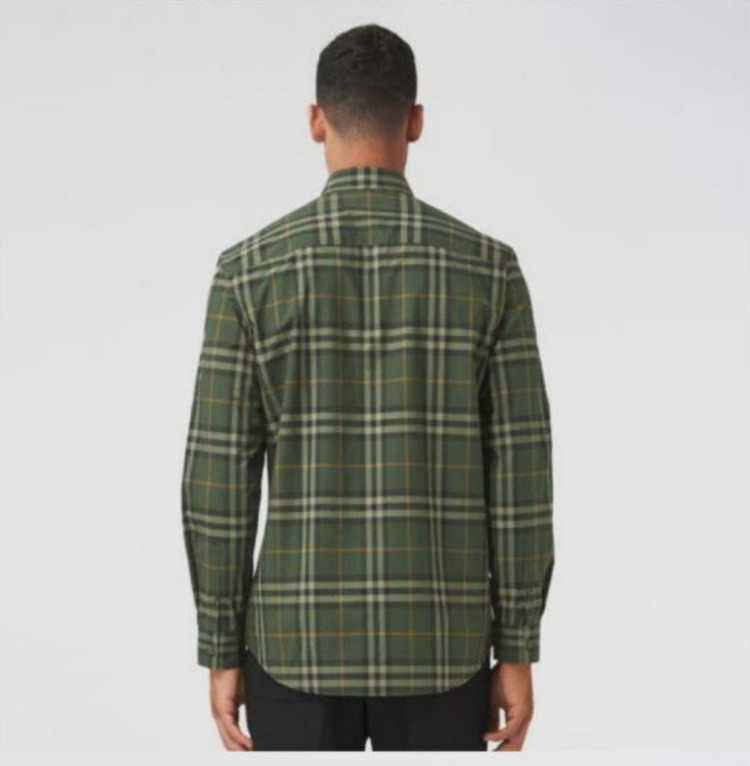 버버리 체크 코튼 포플린 셔츠 딥그린 팝니다. 이미지