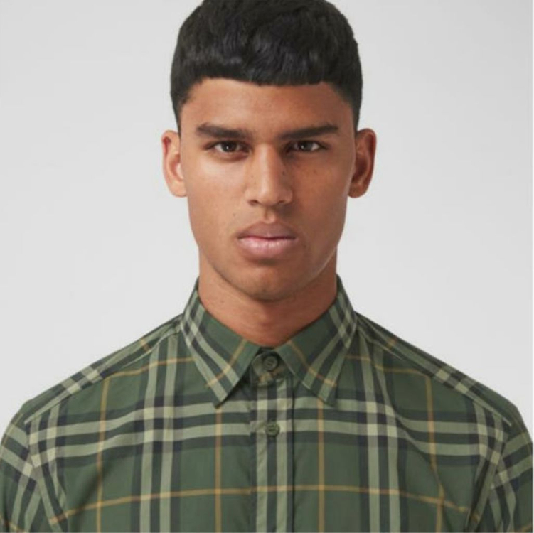 버버리 체크 코튼 포플린 셔츠 딥그린 팝니다. 이미지