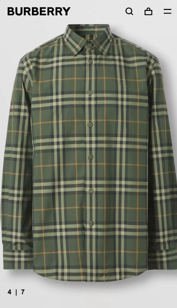 버버리 체크 코튼 포플린 셔츠 딥그린 팝니다. 이미지