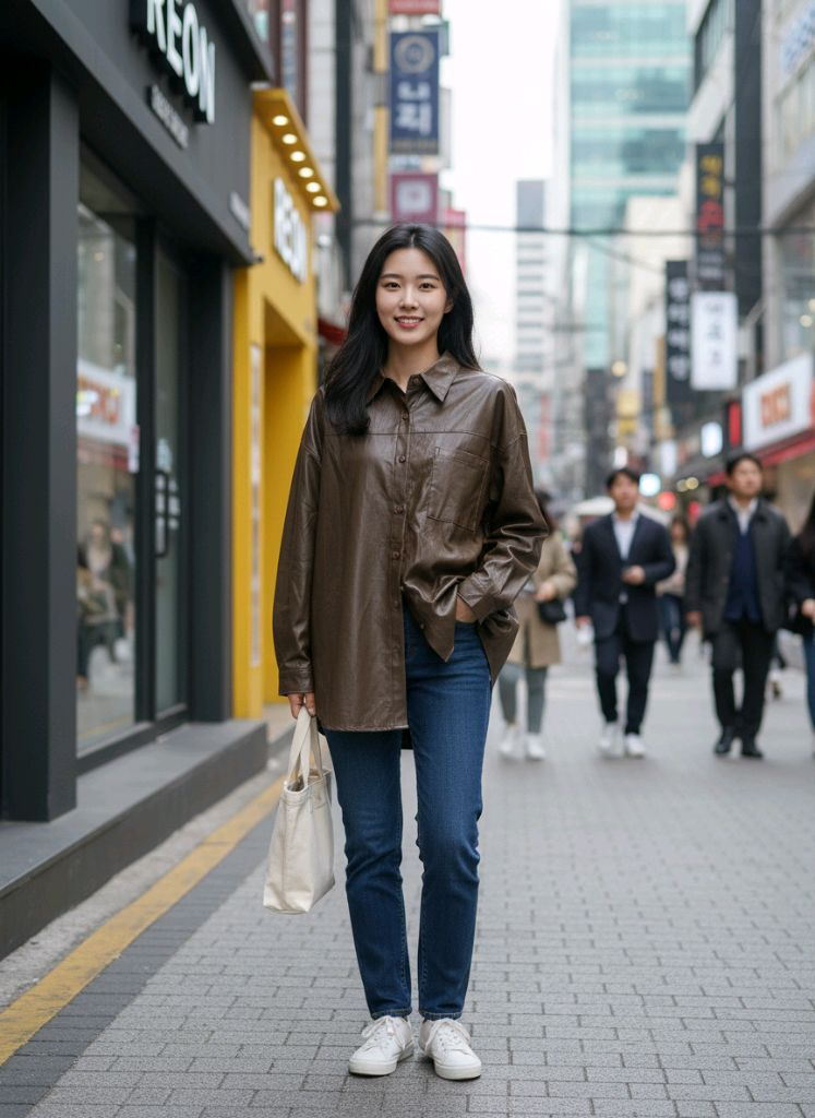 (새옷)레자 인조가죽 레더셔츠 오버핏 자켓 재킷 이미지