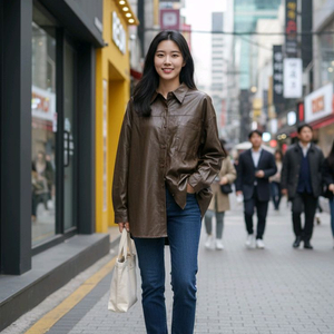 (새옷)레자 인조가죽 레더셔츠 오버핏 자켓 재킷 이미지