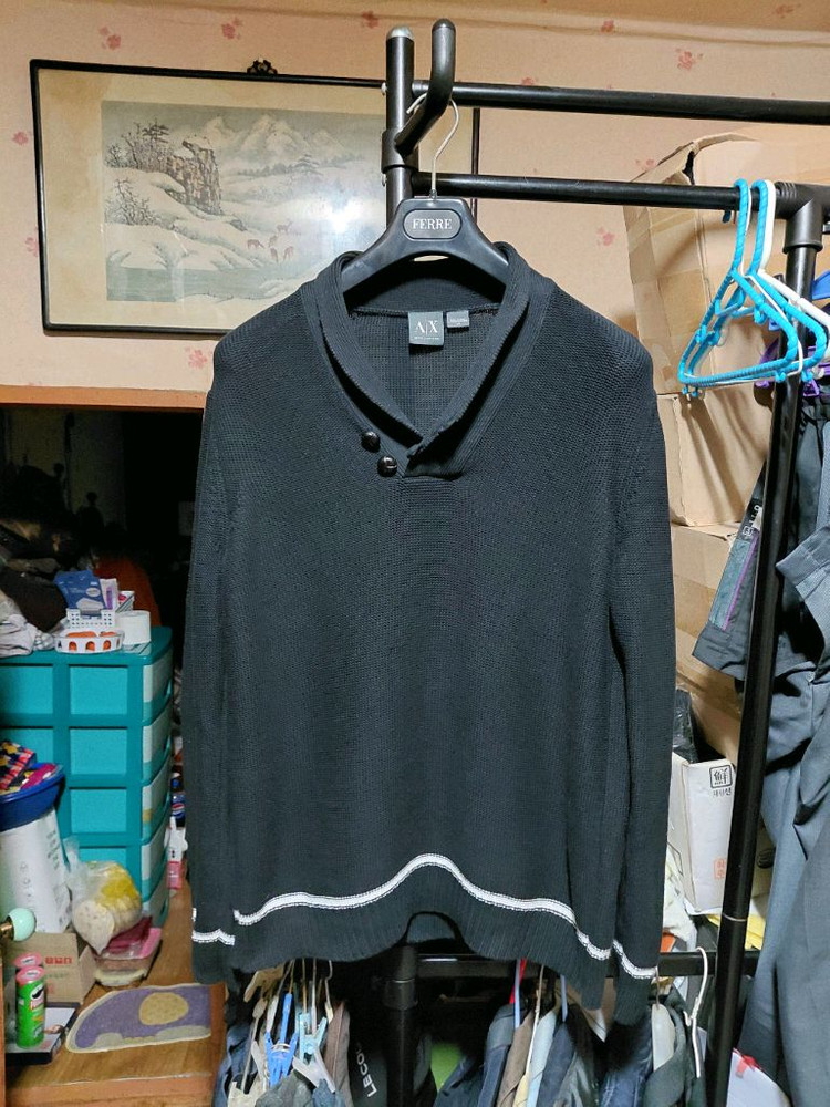 [아르마니익스체인지]코튼 숄카라 스웨터 L사이즈 이미지