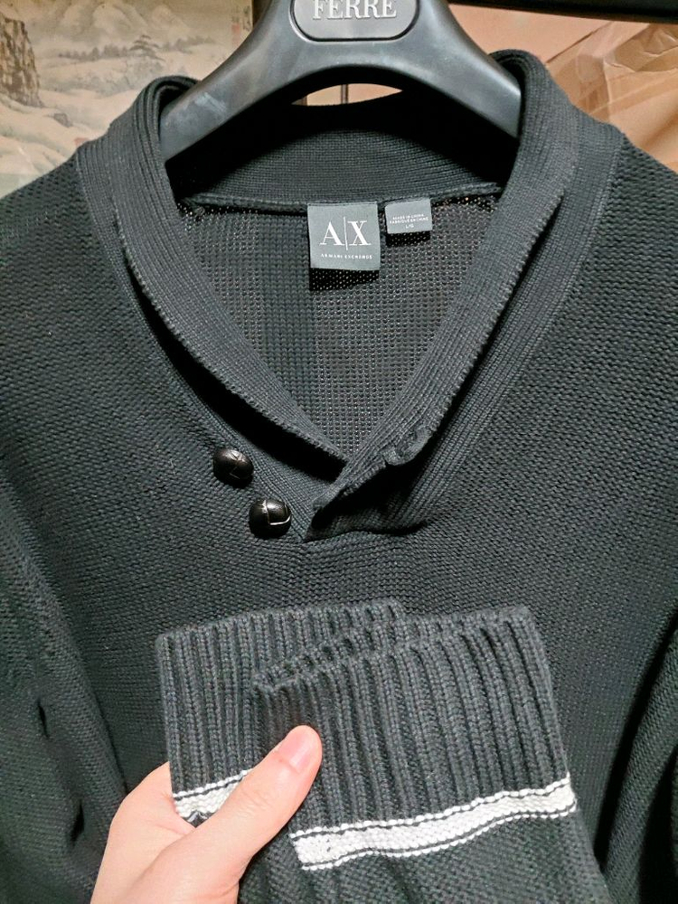 [아르마니익스체인지]코튼 숄카라 스웨터 L사이즈 이미지