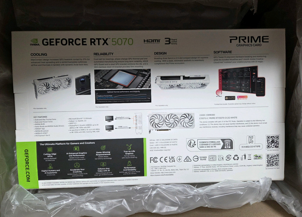 아수스 rtx5070 prime 화이트 그래픽카드 미개봉 새제품 26.3 이미지