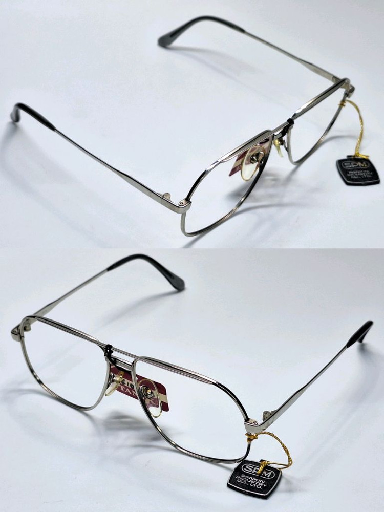 80s 일본제 빈티지 데드스톡 미사용/SPM 선플래티늄 투브릿지 안경테 52mm/클래식 레트로 복고 수입 패션 고급 이미지