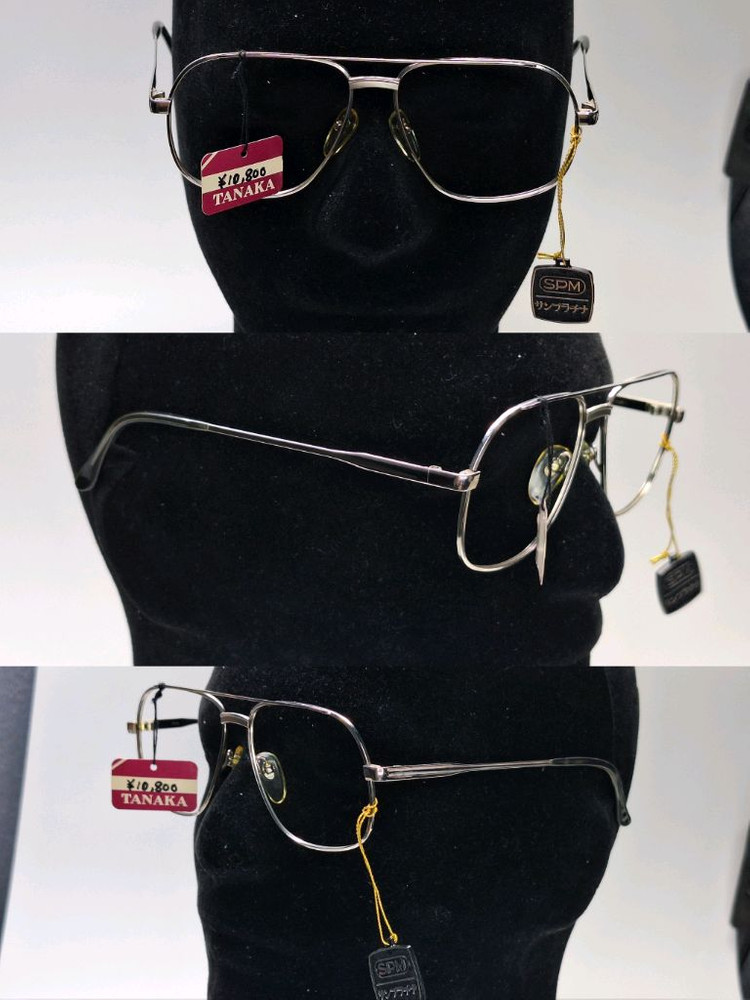 80s 일본제 빈티지 데드스톡 미사용/SPM 선플래티늄 투브릿지 안경테 52mm/클래식 레트로 복고 수입 패션 고급 이미지