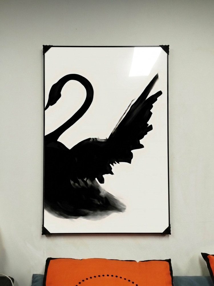 그림 액자 팝아트 인테리어소품 우아한 백조그림 백조액자 한쌍 모던 흑백 감성 대형 거실 인테리어 벽장식 아트포스터 이미지