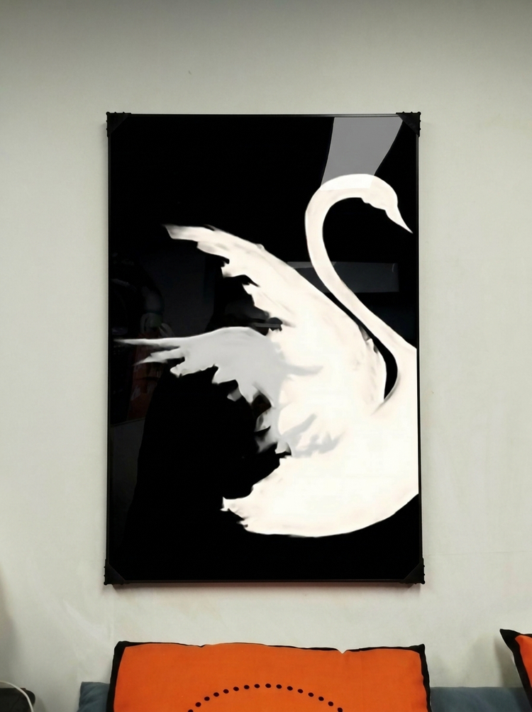 그림 액자 팝아트 인테리어소품 우아한 백조그림 백조액자 한쌍 모던 흑백 감성 대형 거실 인테리어 벽장식 아트포스터 이미지