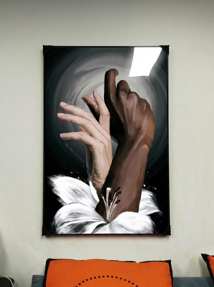 그림 액자 팝아트 인테리어소품 모던 감성 흑백톤 여성인물그림 백합꽃그림 두손 거실 인테리어 아트포스터 대형 세트 이미지
