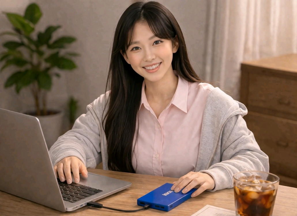 외장하드 대용량 1TB USB 케이블포함 풀세트 이미지