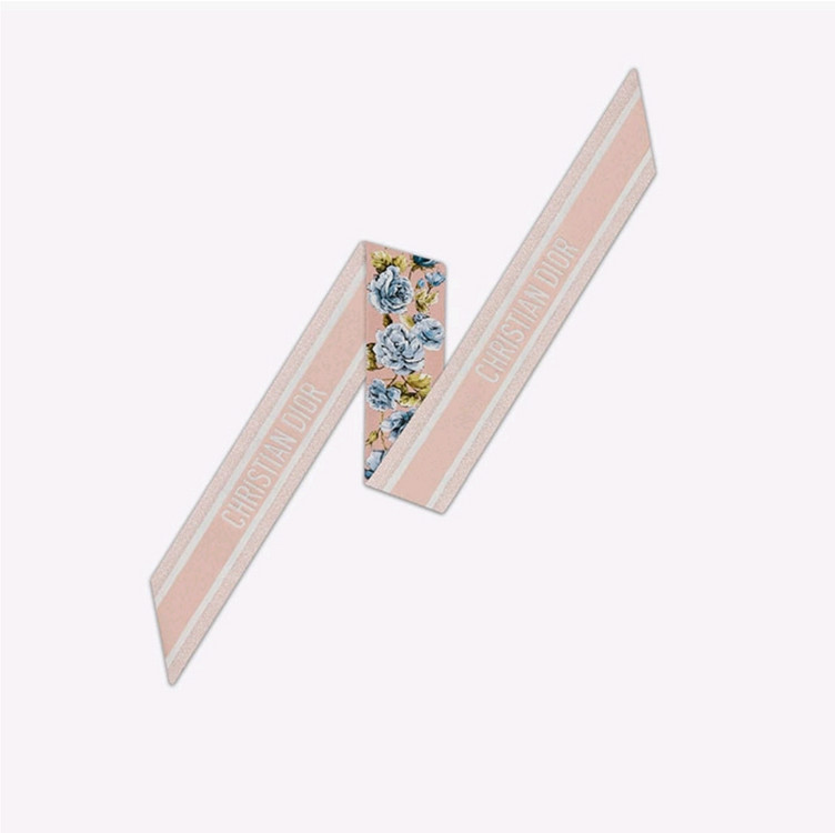 디올 미차 스카프 그랑빌 미차 로즈드방 블루 실크 트윌 이미지