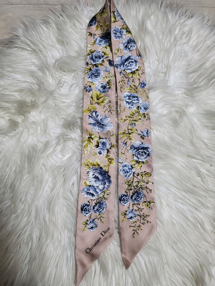 디올 미차 스카프 그랑빌 미차 로즈드방 블루 실크 트윌 이미지