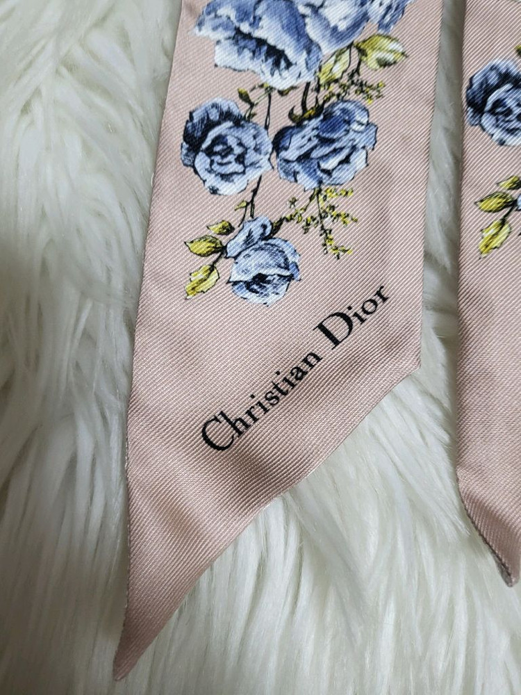 디올 미차 스카프 그랑빌 미차 로즈드방 블루 실크 트윌 이미지