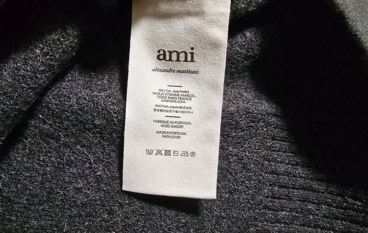 아미 알파카 크루넥 스웨터 인타르시아 니트 그레이 XL(105) 이미지