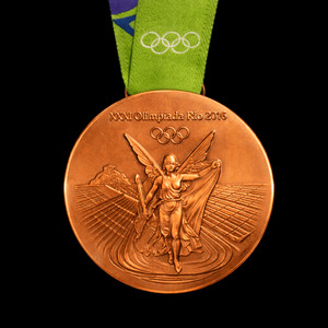 새 2016년 리우 올림픽 동메달 메달 리본 기념 장식 전시 이미지
