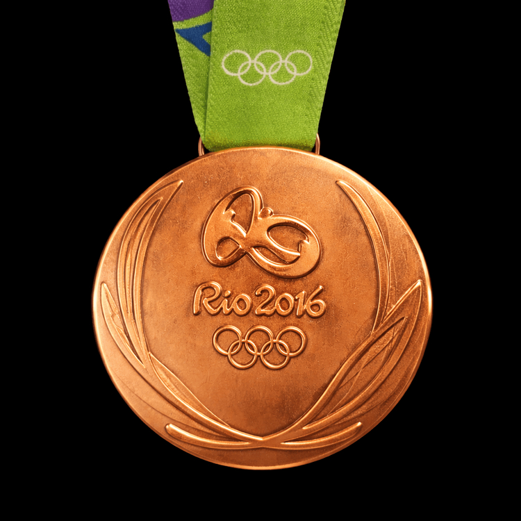 새 2016년 리우 올림픽 동메달 메달 리본 기념 장식 전시 이미지