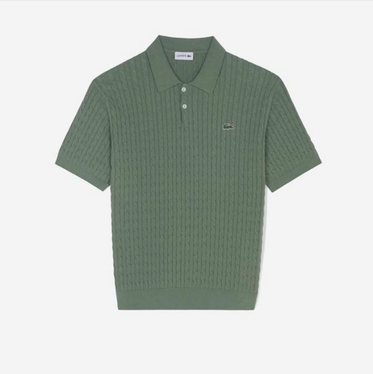 미개봉 라코스테 케이블 폴로 스웨터 반팔100 카키 이미지