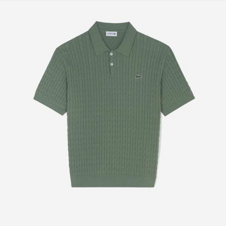미개봉 라코스테 케이블 폴로 스웨터 반팔100 카키 이미지