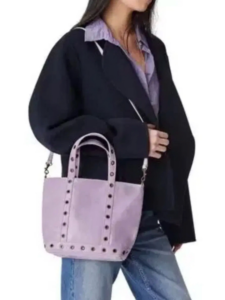 바네사브루노] [24SS] 퍼플 아일렛 장식 소가죽 S 카바스백 이미지
