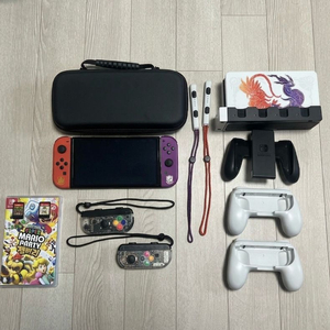 닌텐도 스위치 OLED 스칼렛/바이올렛 에디션+조이콘 2개+게임2개 이미지