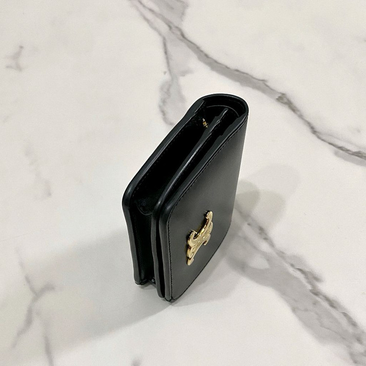 셀린느 트리옹프 카프스킨 컴팩트 월렛 여성 반지갑 블랙 이미지