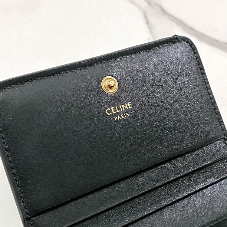 셀린느 트리옹프 카프스킨 컴팩트 월렛 여성 반지갑 블랙 이미지