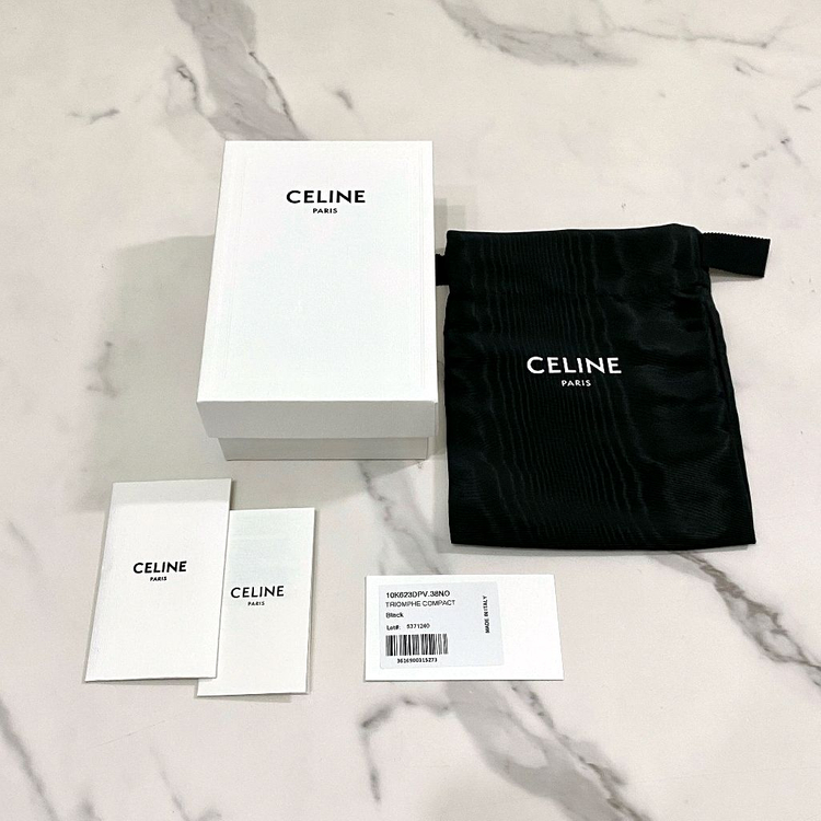 셀린느 트리옹프 카프스킨 컴팩트 월렛 여성 반지갑 블랙 이미지