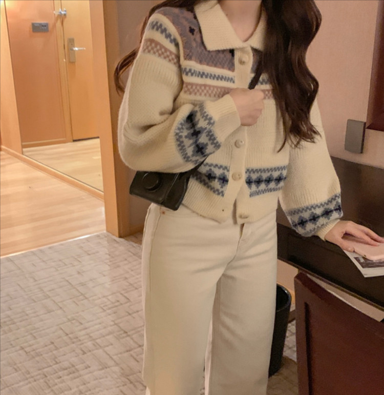 쇼퍼랜드 빈티지 카라 니트 가디건 모리걸 이미지