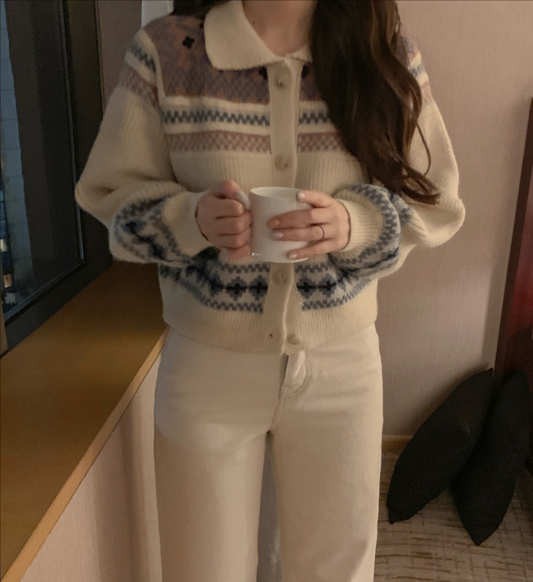 쇼퍼랜드 빈티지 카라 니트 가디건 모리걸 이미지