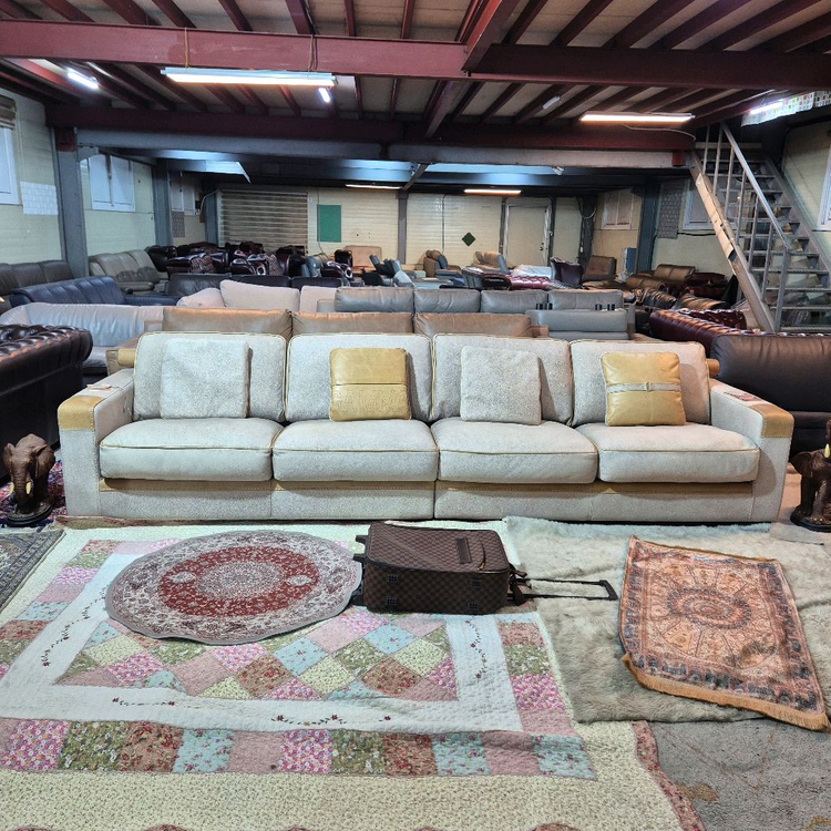 하이엔드 이태리 감마 최고급 누벅 전체 천연가죽 4인 소파쇼파 이미지