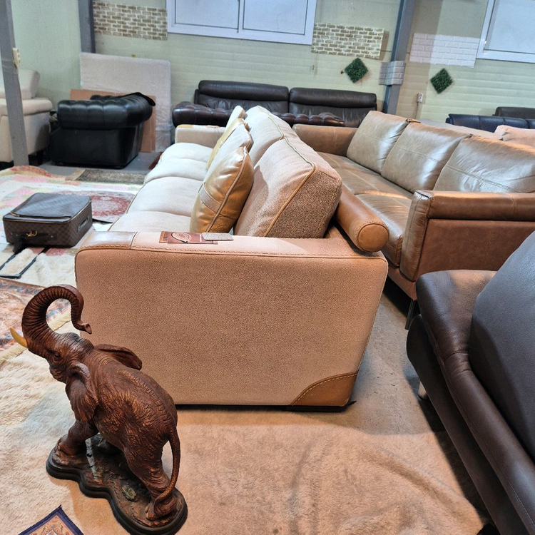 하이엔드 이태리 감마 최고급 누벅 전체 천연가죽 4인 소파쇼파 이미지