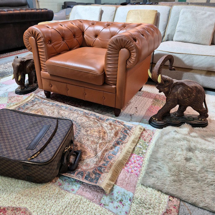 수입 체스터필드 이태리 전체 천연가죽 1인 소파쇼파 서울경기무료배송 이미지