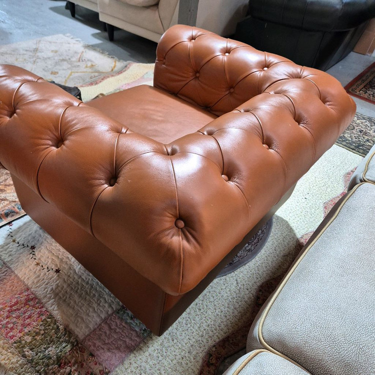 수입 체스터필드 이태리 전체 천연가죽 1인 소파쇼파 서울경기무료배송 이미지