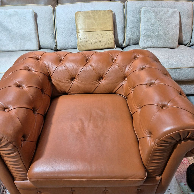 수입 체스터필드 이태리 전체 천연가죽 1인 소파쇼파 서울경기무료배송 이미지