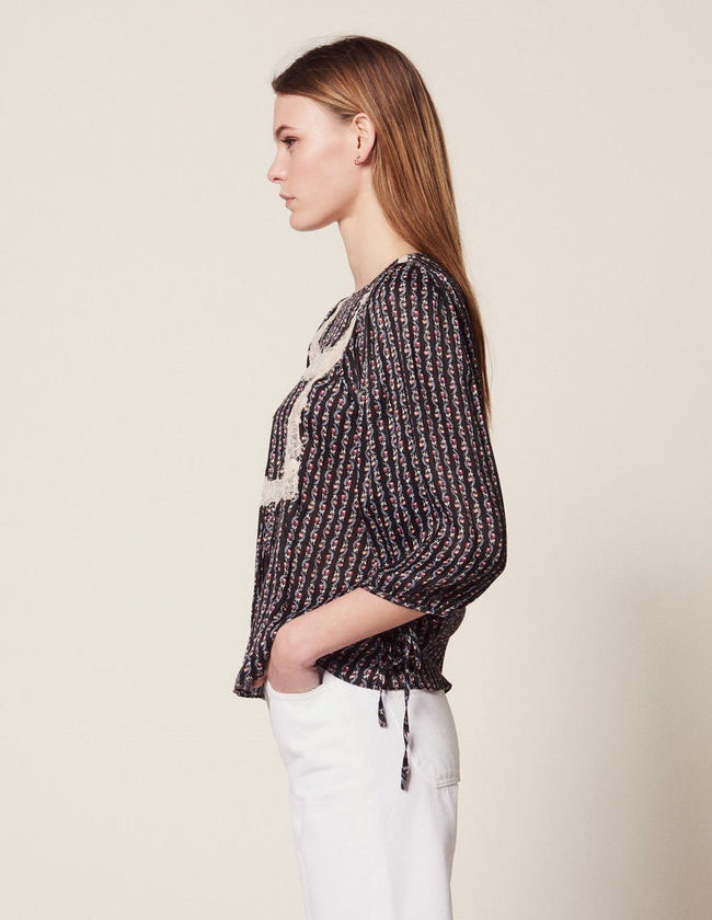 산드로 보헤미안 레이스 블라우스 이미지