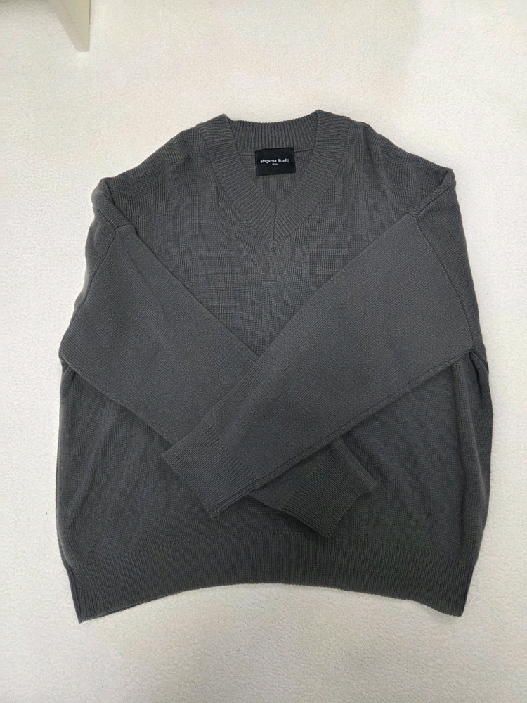 브이넥 니트 그레이 프리사이즈 이미지