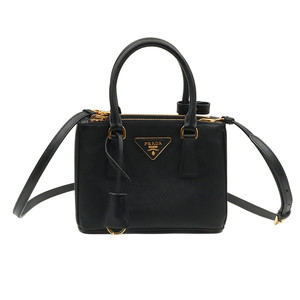 프라다 블랙 사피아노 럭스 금장 레터링 로고 갤러리아 미니 2WAY (내장칩) / 1BA906 이미지