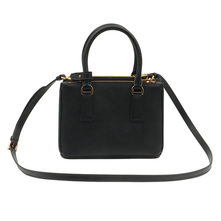 프라다 블랙 사피아노 럭스 금장 레터링 로고 갤러리아 미니 2WAY (내장칩) / 1BA906 이미지