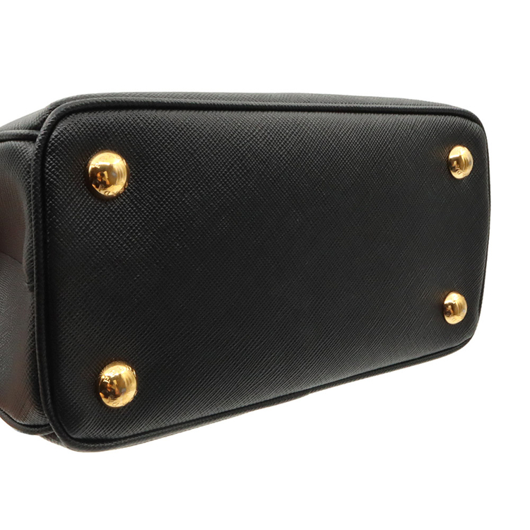 프라다 블랙 사피아노 럭스 금장 레터링 로고 갤러리아 미니 2WAY (내장칩) / 1BA906 이미지