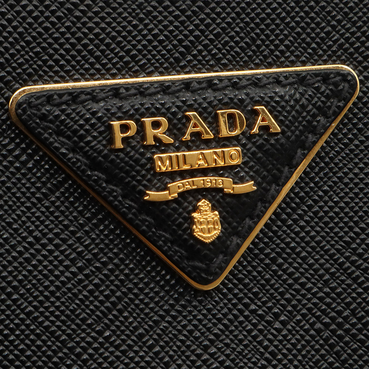 프라다 블랙 사피아노 럭스 금장 레터링 로고 갤러리아 미니 2WAY (내장칩) / 1BA906 이미지