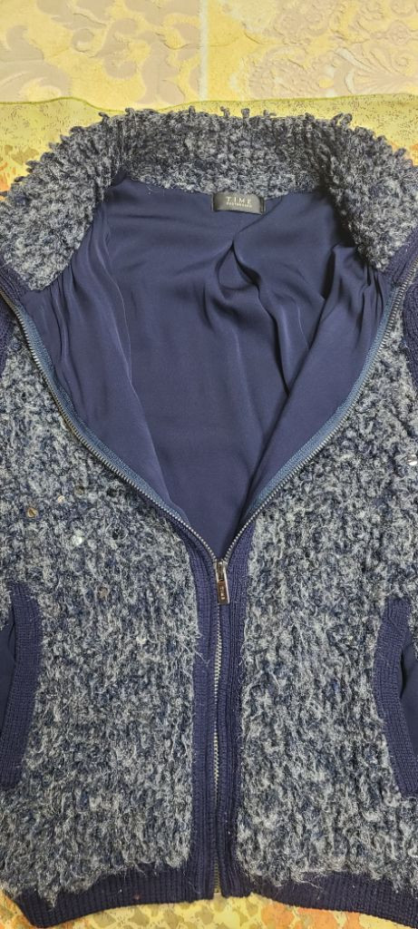 타임 스팽글 니트 배색 가디건자켓(모+실크) 이미지