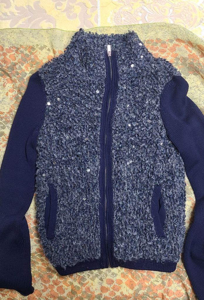 타임 스팽글 니트 배색 가디건자켓(모+실크) 이미지