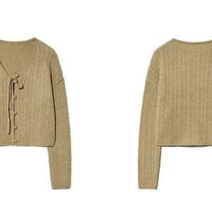 케이블 니트 가디건 라이트브라운free 이미지