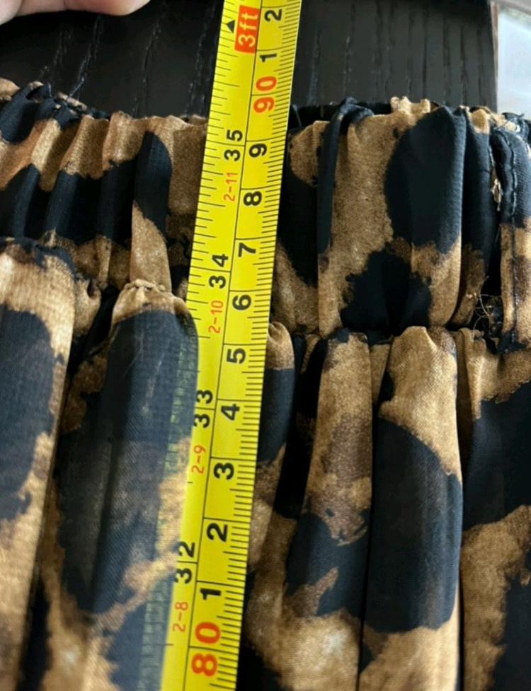 레오파드 쉬폰 플리츠 롱 스커트 보관만한 새거 이미지
