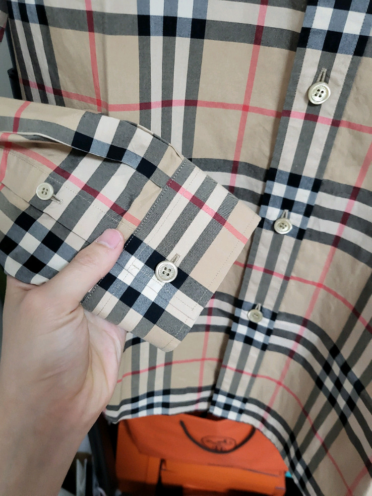 22SS 버버리 체크 코튼 포플린 셔츠 m 이미지